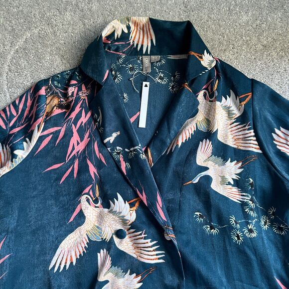 NWT ASOS Blue Swan Silky Smooth Button Up Cropped Oversized Blazer Kimono US 6 - Picture 5 of 11